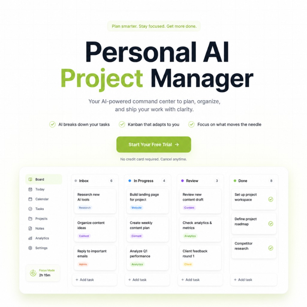 Personal Project Manager product screenshot